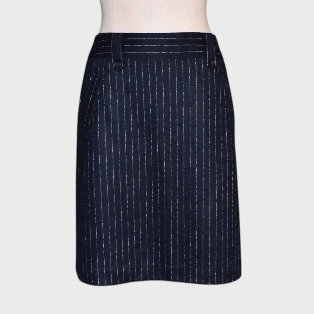 LOFT Navy Pinstripe A-Line Skirt